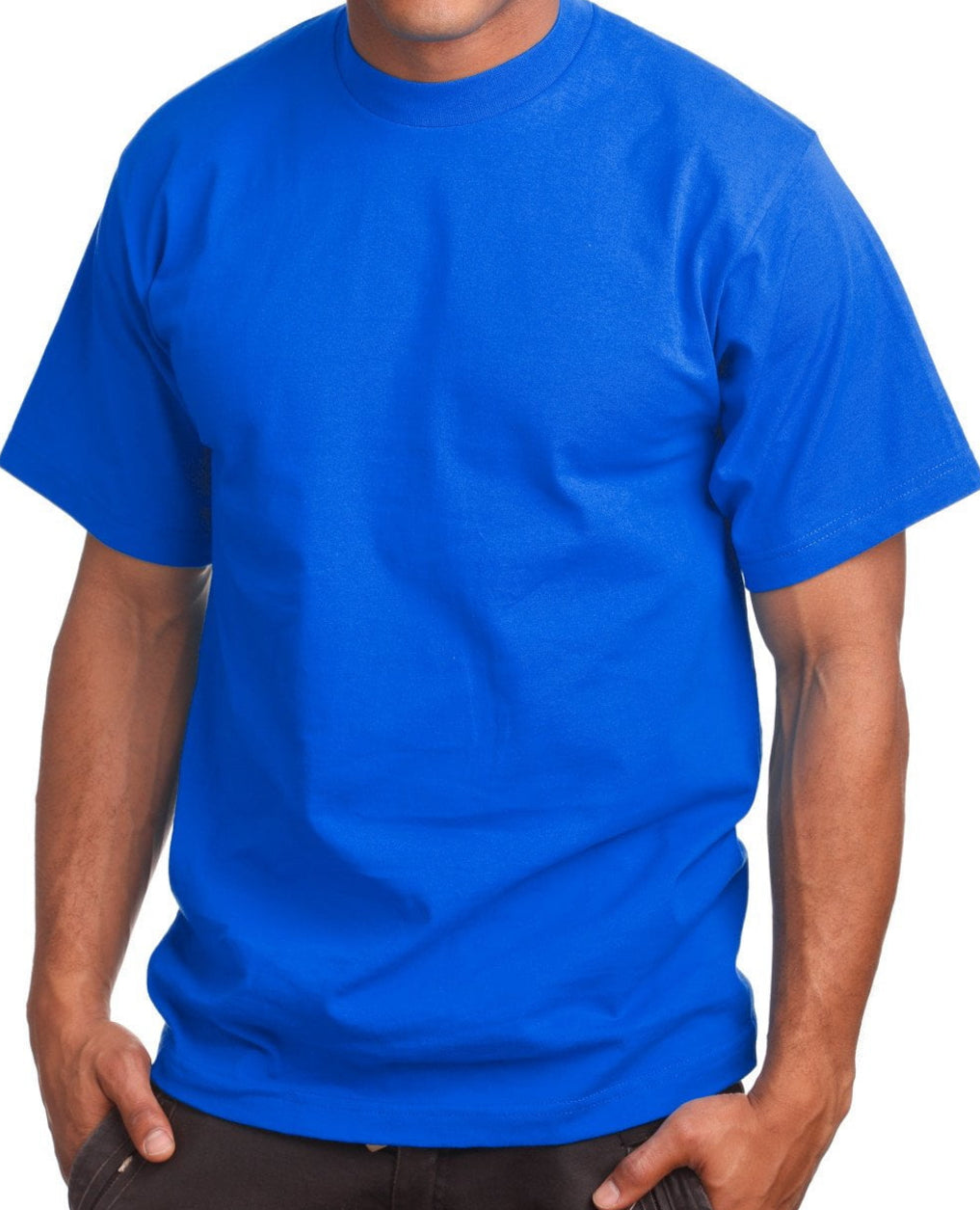 Pro- Club Men's Heavyweight Short Sleeve Tee-Medium-Royal Blue